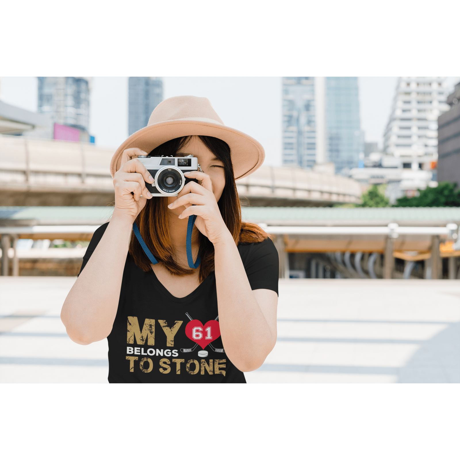 V-neck My Heart Belongs To Stone Unisex V-Neck Tee