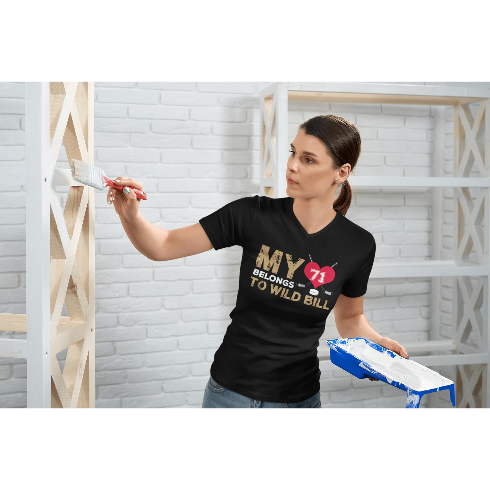 V-neck My Heart Belongs To Wild Bill Unisex V-Neck Tee