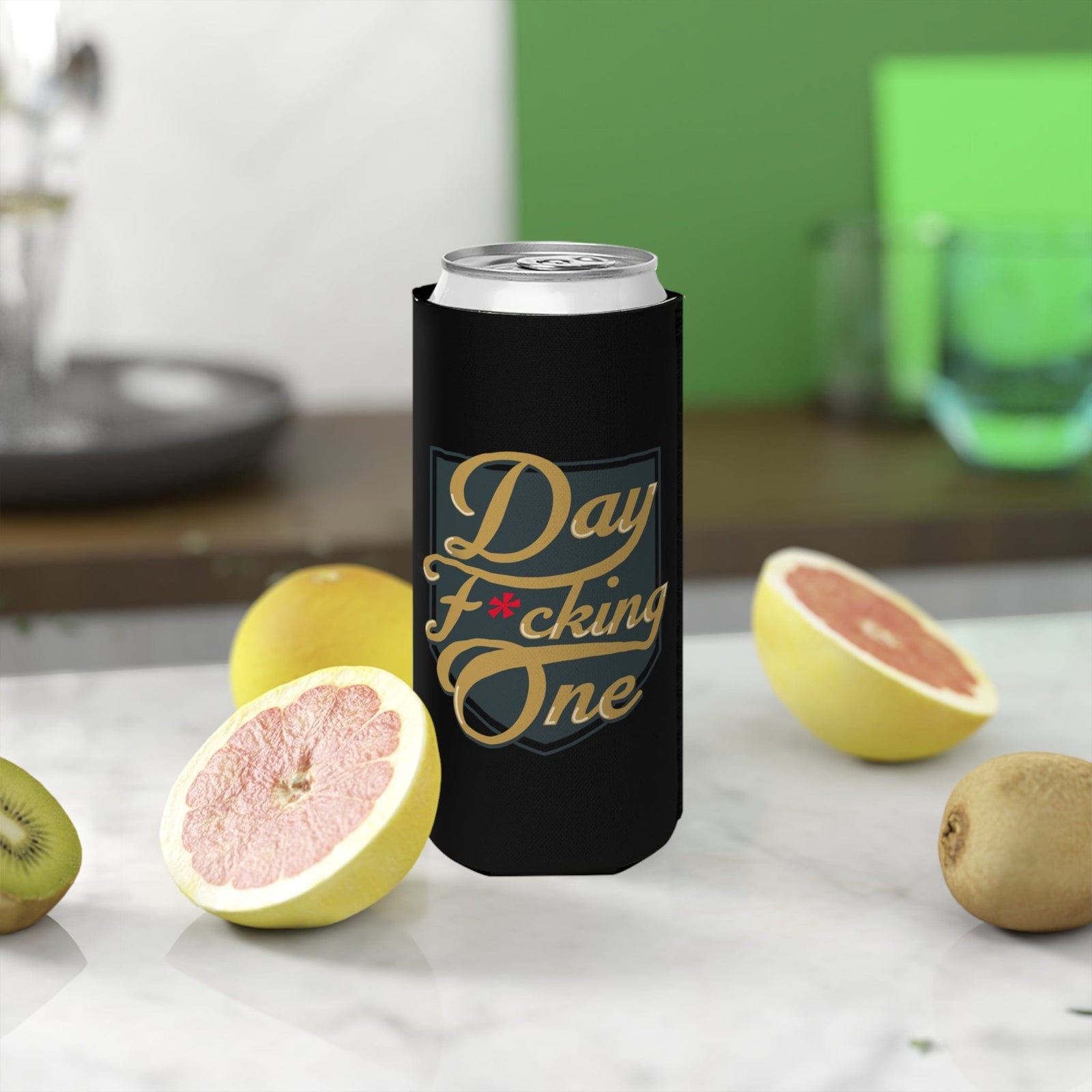 Accessories "Day F*cking One" Slim Can Cooler, 12 oz
