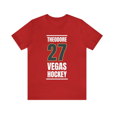 T-Shirt Theodore 27 Vegas Hockey Steel Gray Vertical Design Unisex T-Shirt