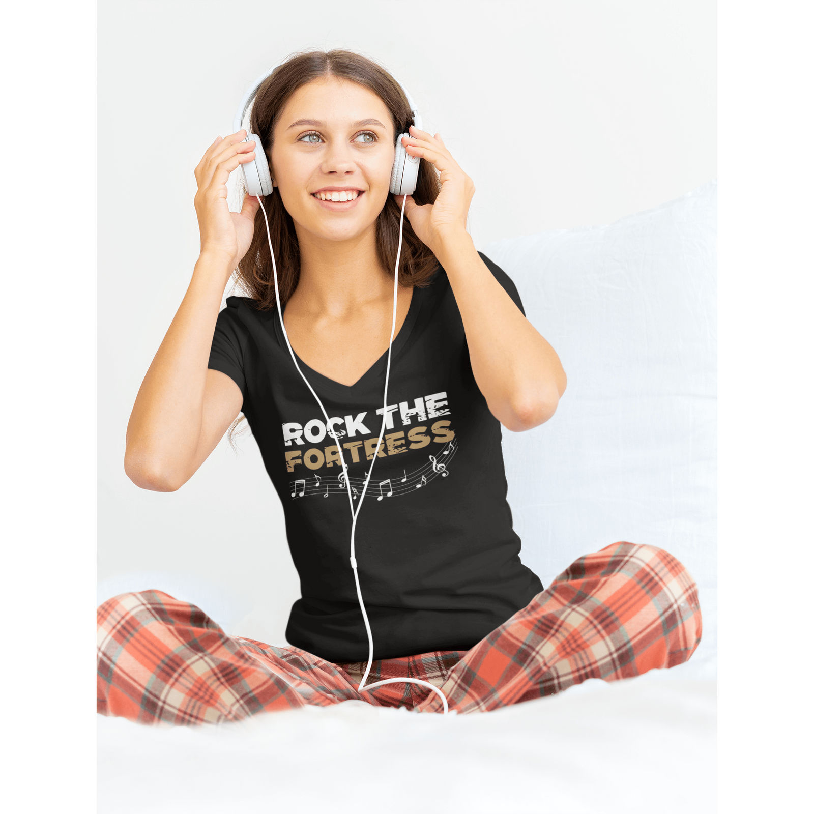 V-neck "Rock The Fortress" Unisex V-Neck Tee