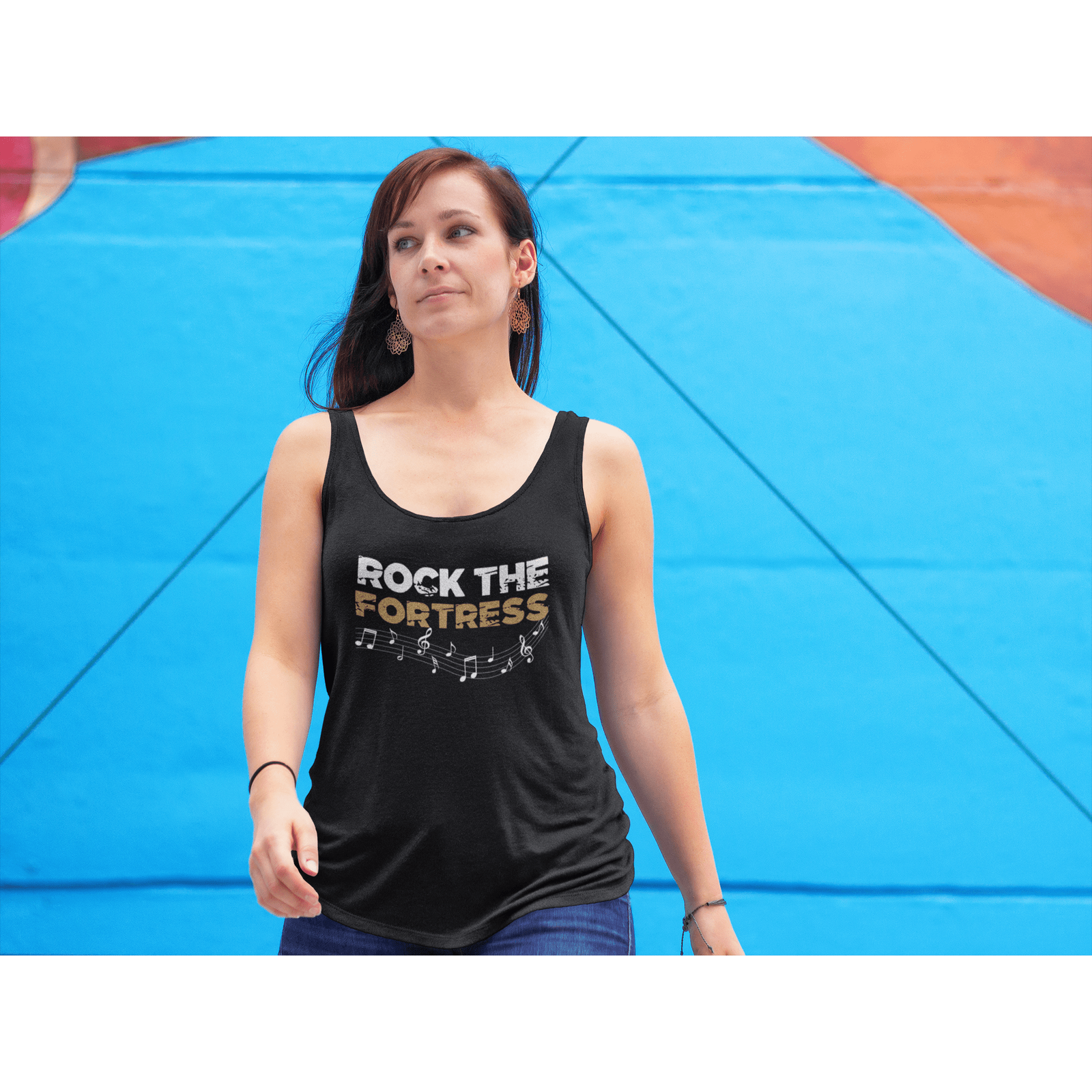 Tank Top "Rock The Fortress" Women's Tri-Blend Racerback Tank Top
