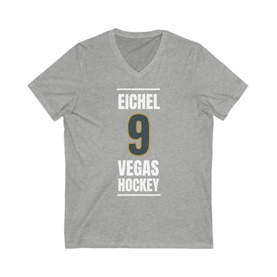 V-neck Eichel 9 Vegas Hockey Steel Gray Vertical Design Unisex V-Neck Tee