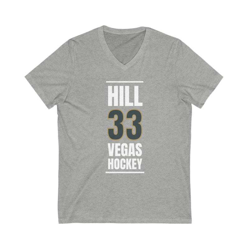 V-neck Hill 33 Vegas Hockey Steel Gray Vertical Design Unisex V-Neck Tee