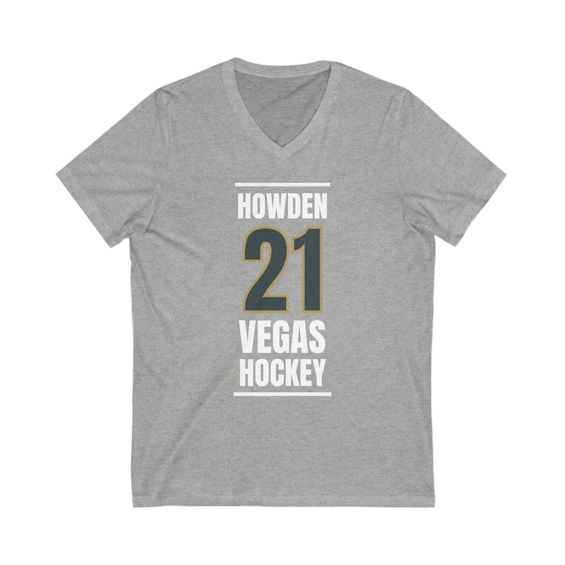 V-neck Howden 21 Vegas Hockey Steel Gray Vertical Design Unisex V-Neck Tee