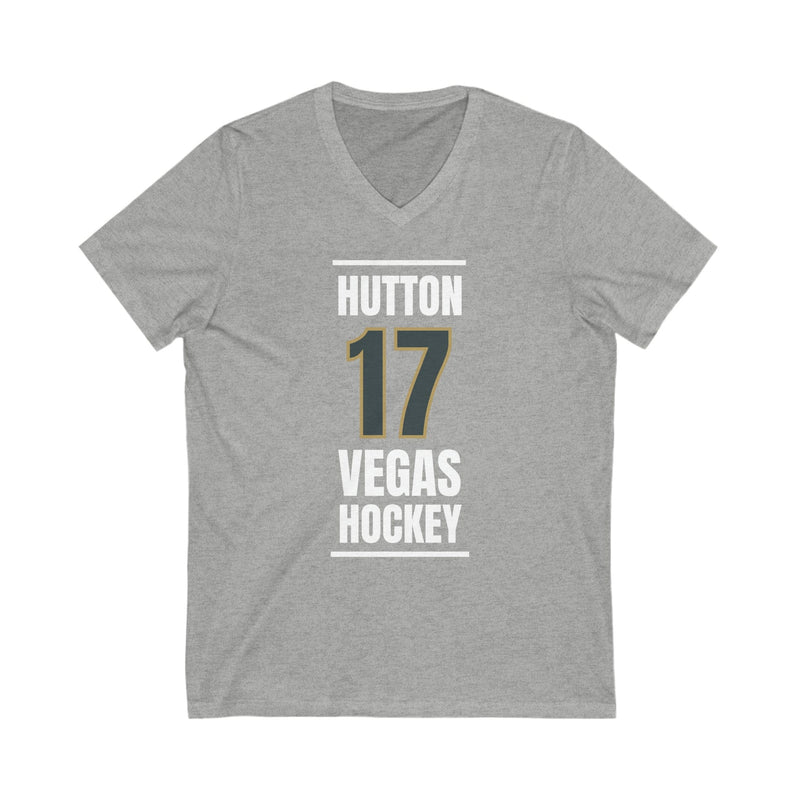 V-neck Hutton 17 Vegas Hockey Steel Gray Vertical Design Unisex V-Neck Tee