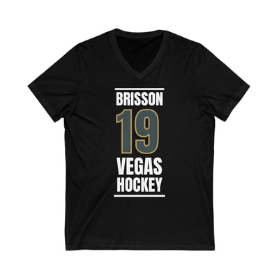 V-neck Brisson 19 Vegas Hockey Steel Gray Vertical Design Unisex V-Neck Tee