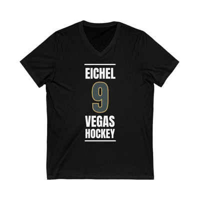 V-neck Eichel 9 Vegas Hockey Steel Gray Vertical Design Unisex V-Neck Tee