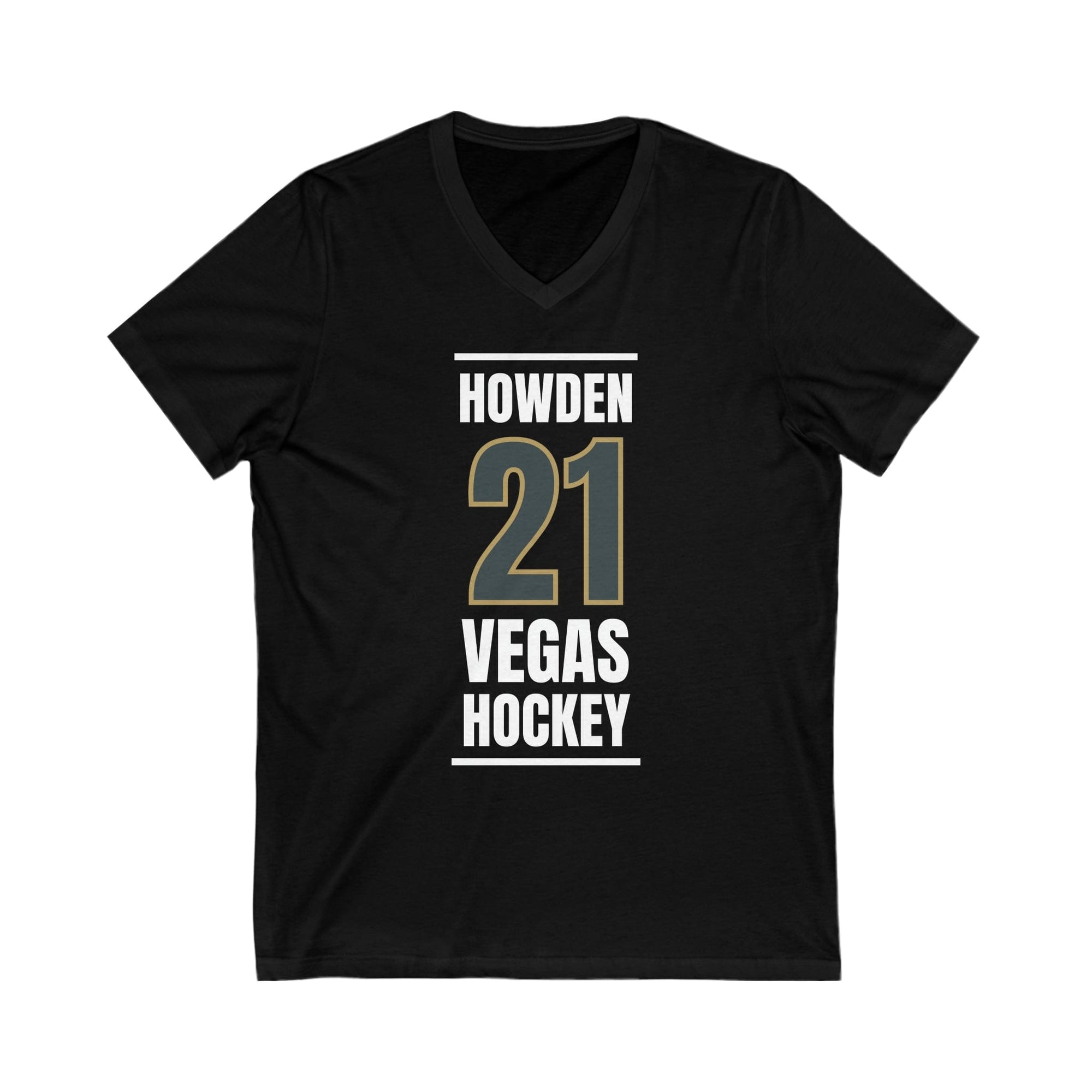 V-neck Howden 21 Vegas Hockey Steel Gray Vertical Design Unisex V-Neck Tee