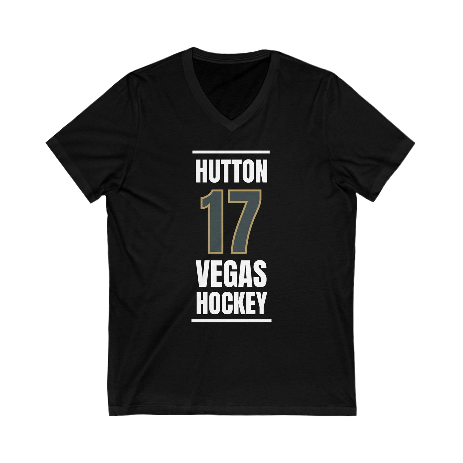 V-neck Hutton 17 Vegas Hockey Steel Gray Vertical Design Unisex V-Neck Tee