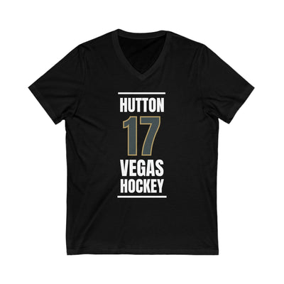 V-neck Hutton 17 Vegas Hockey Steel Gray Vertical Design Unisex V-Neck Tee
