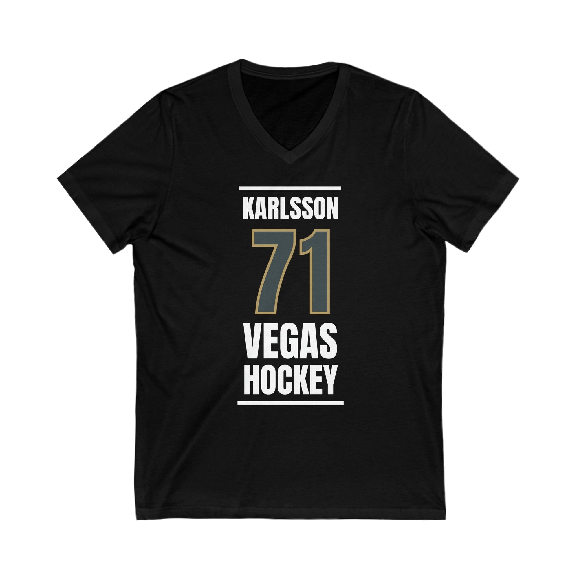 V-neck Karlsson 71 Vegas Hockey Steel Gray Vertical Design Unisex V-Neck Tee