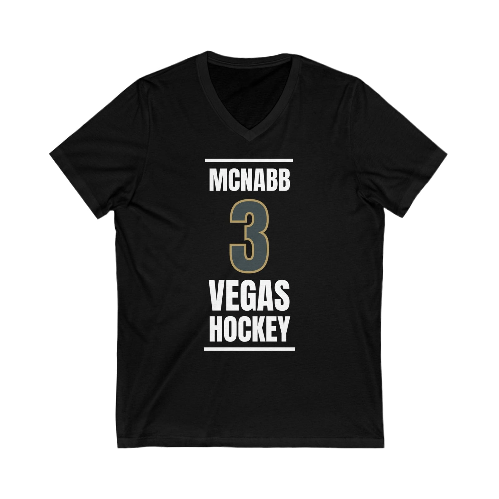 V-neck McNabb 3 Vegas Hockey Steel Gray Vertical Design Unisex V-Neck Tee