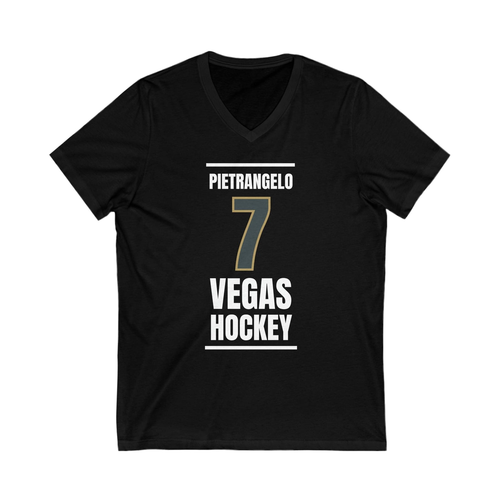 V-neck Pietrangelo 7 Vegas Hockey Steel Gray Vertical Design Unisex V-Neck Tee