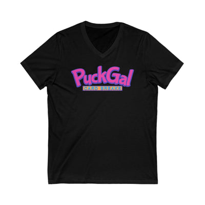 V-neck "Puck Gal Card Breaks" Unisex V-Neck T-Shirt