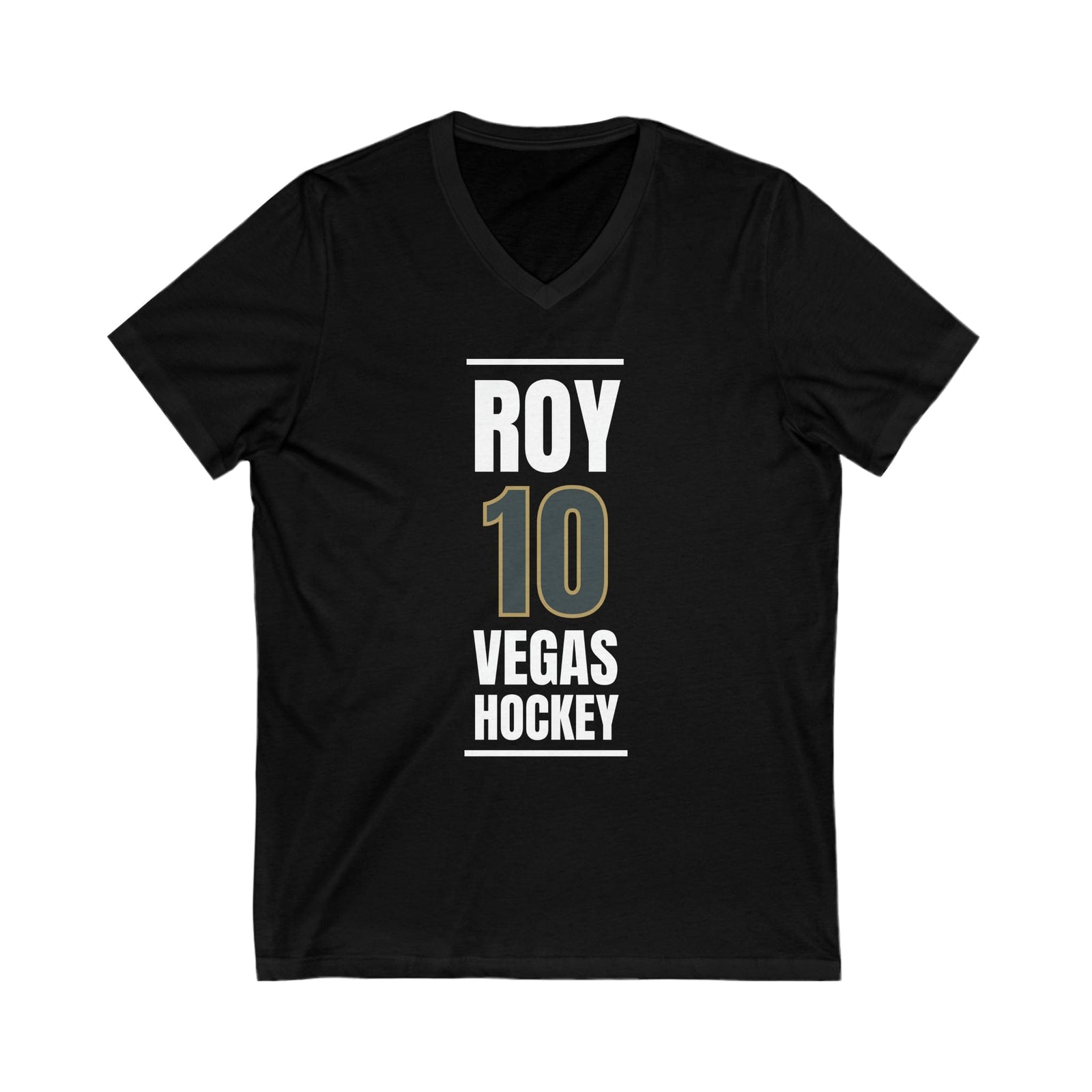 V-neck Roy 10 Vegas Hockey Steel Gray Vertical Design Unisex V-Neck Tee