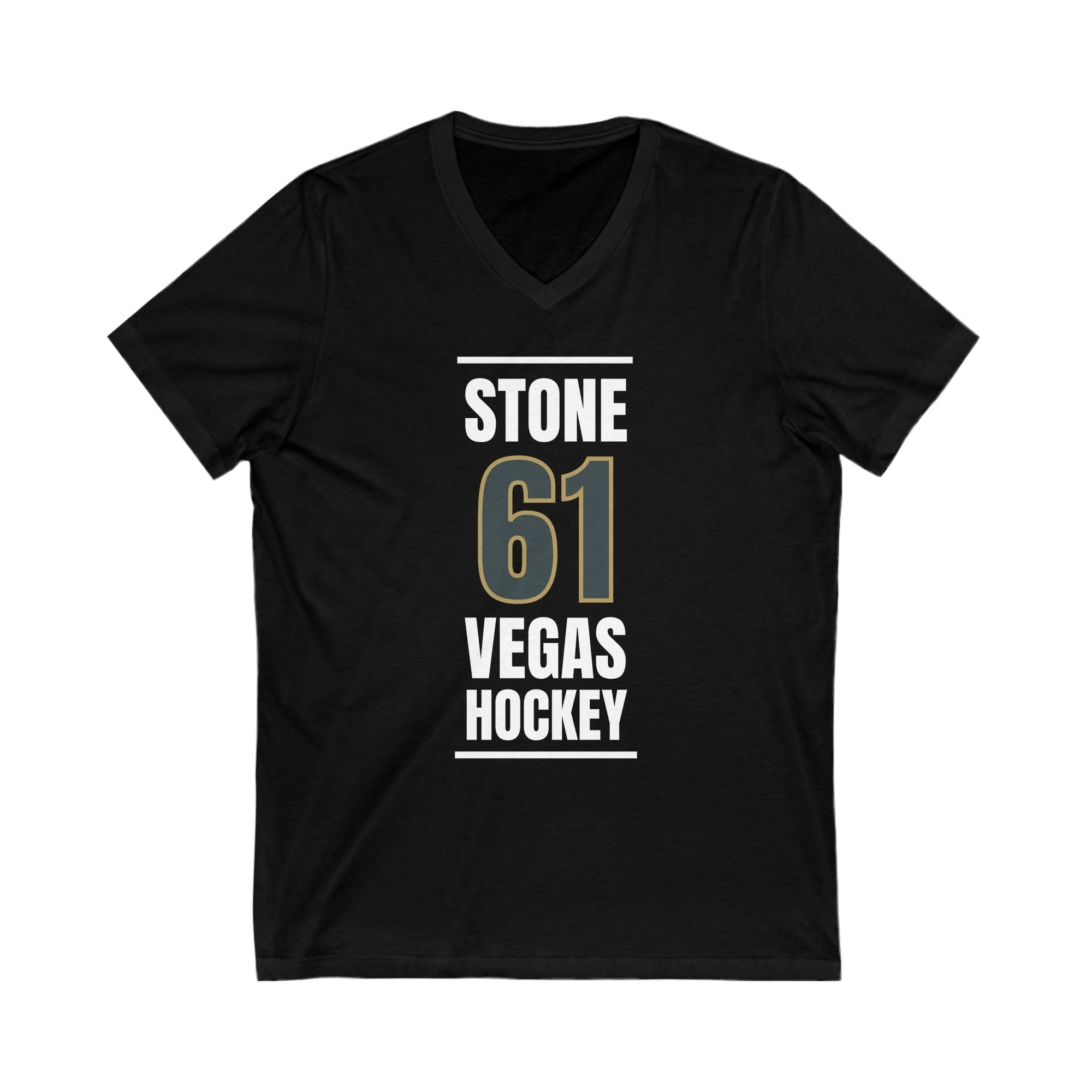 V-neck Stone 61 Vegas Hockey Steel Gray Vertical Design Unisex V-Neck Tee