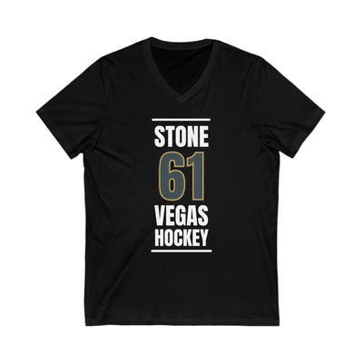 V-neck Stone 61 Vegas Hockey Steel Gray Vertical Design Unisex V-Neck Tee