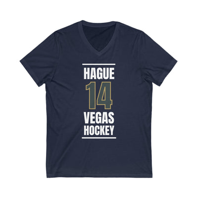 V-neck Hague 14 Vegas Hockey Steel Gray Vertical Design Unisex V-Neck Tee