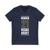 V-neck Howden 21 Vegas Hockey Steel Gray Vertical Design Unisex V-Neck Tee