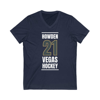 V-neck Howden 21 Vegas Hockey Steel Gray Vertical Design Unisex V-Neck Tee