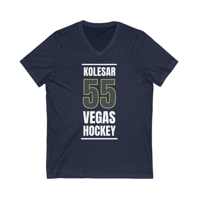 V-neck Kolesar 55 Vegas Hockey Steel Gray Vertical Design Unisex V-Neck Tee