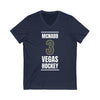 V-neck McNabb 3 Vegas Hockey Steel Gray Vertical Design Unisex V-Neck Tee