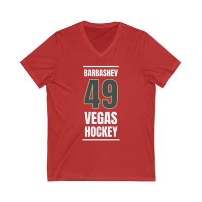 V-neck Barbashev 49 Vegas Hockey Steel Gray Vertical Design Unisex V-Neck Tee