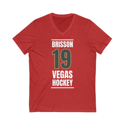 V-neck Brisson 19 Vegas Hockey Steel Gray Vertical Design Unisex V-Neck Tee