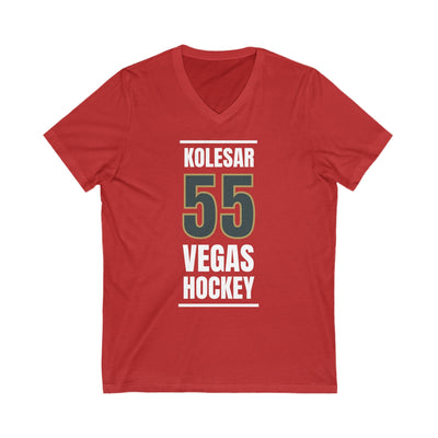 V-neck Kolesar 55 Vegas Hockey Steel Gray Vertical Design Unisex V-Neck Tee