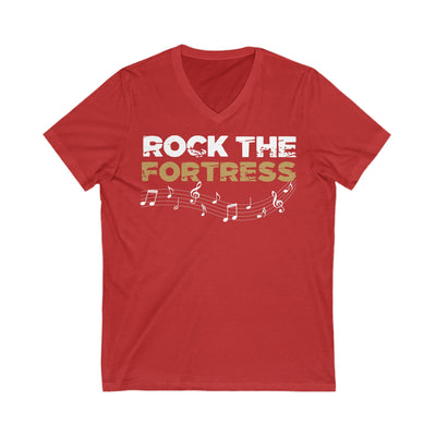 V-neck "Rock The Fortress" Unisex V-Neck Tee