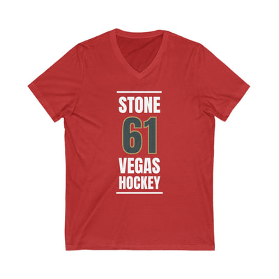 V-neck Stone 61 Vegas Hockey Steel Gray Vertical Design Unisex V-Neck Tee