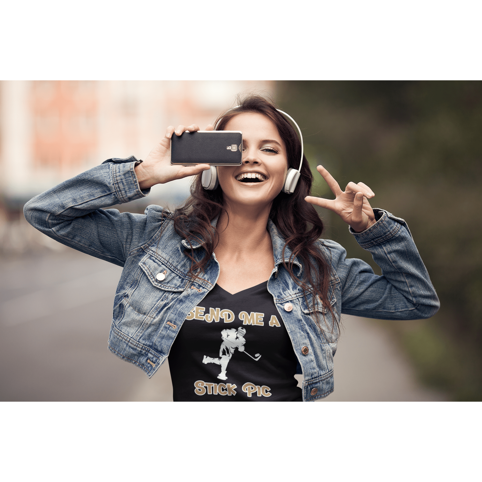 V-neck "Send Me A Stick Pic" Unisex V-Neck Tee