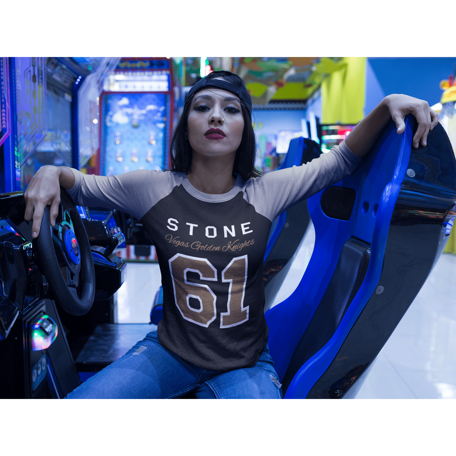 Long-sleeve Stone 61 Unisex Fit Tri-Blend 3/4 Raglan Tee