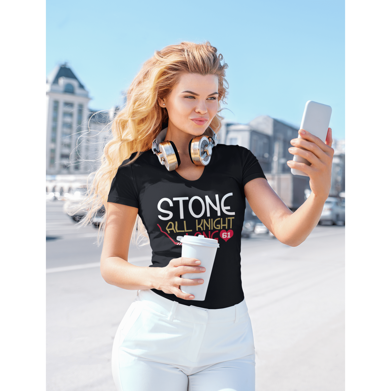 V-neck Stone All Knight Long Unisex V-Neck Tee