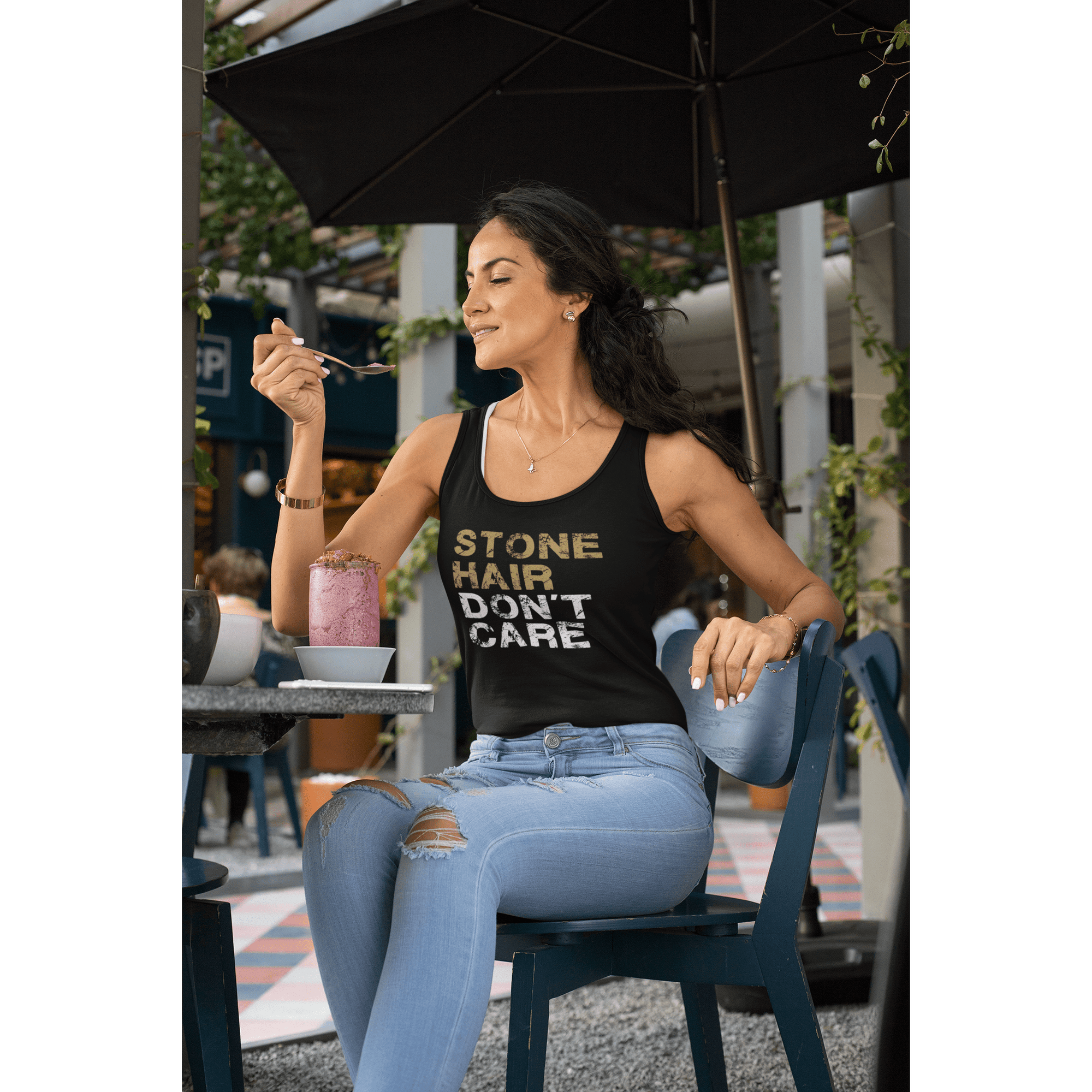 Tank Top "Stone Hair Don't Care" Unisex Jersey Tank Top