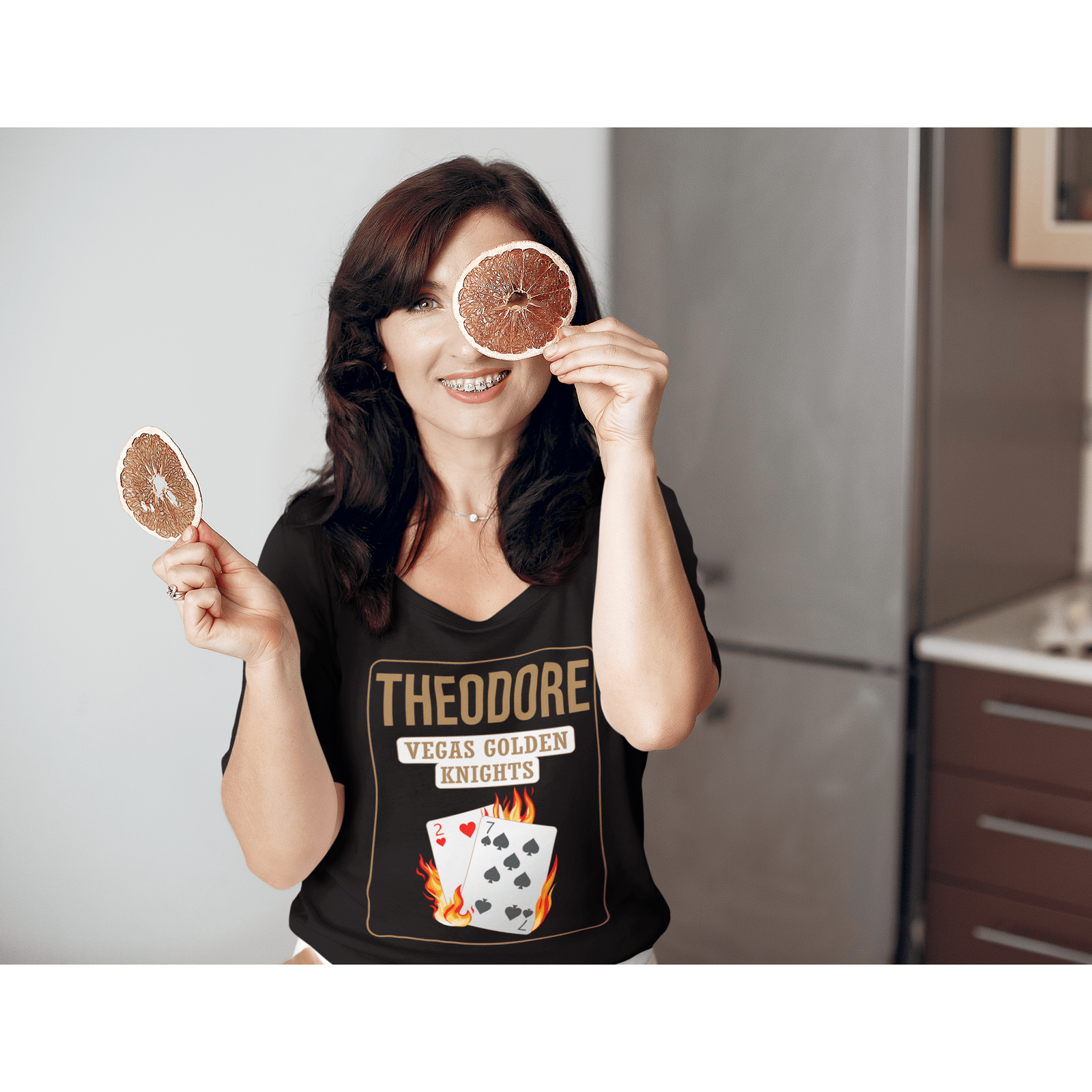 V-neck Theodore 27 Poker Cards Unisex V-Neck Tee