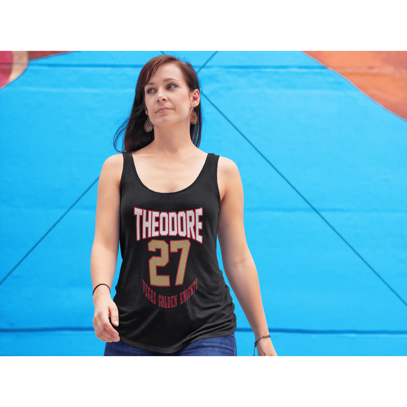 Tank Top Theodore 27 Vegas Golden Knights Retro Women's Ideal Racerback Tank Top