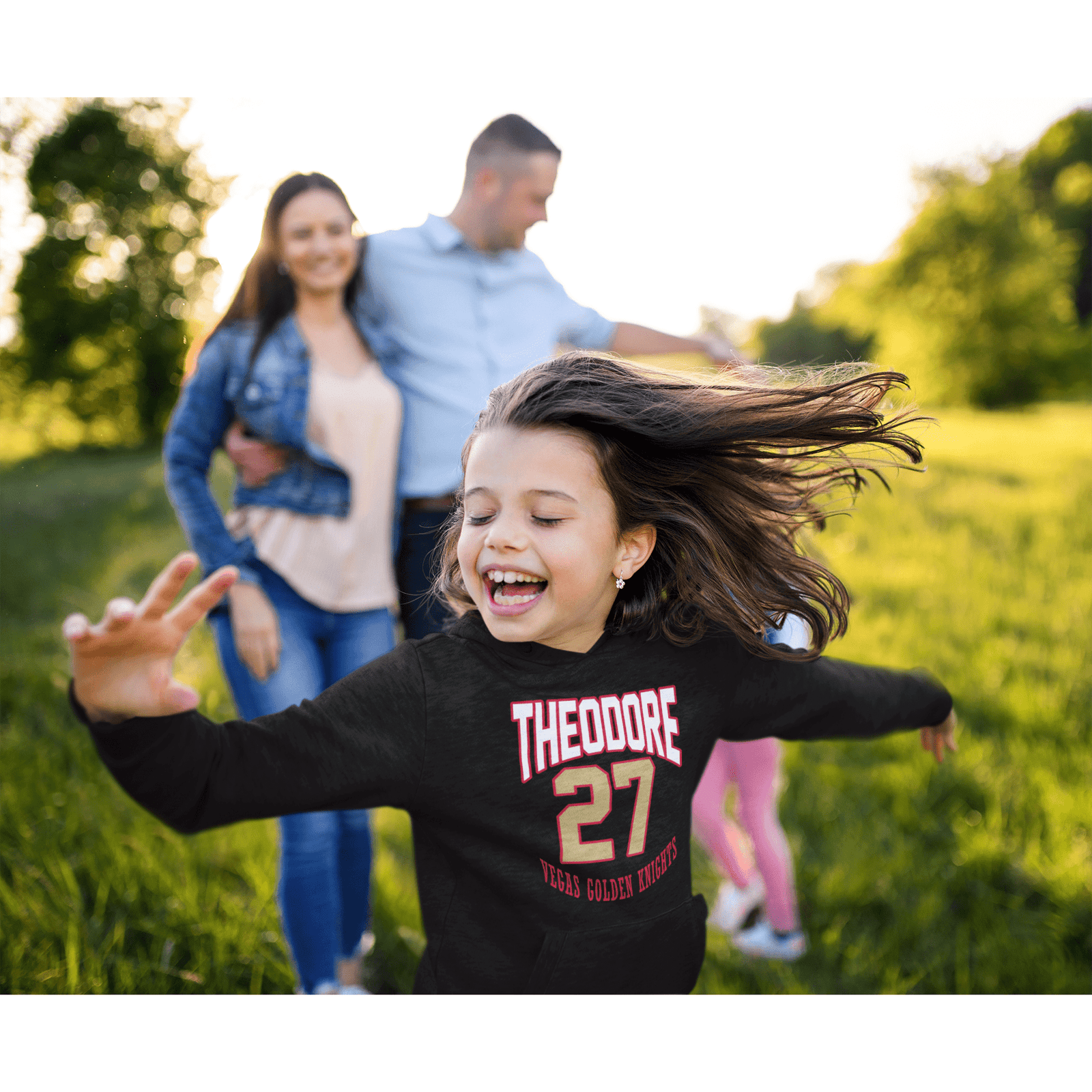 Kids clothes Theodore 27 Vegas Golden Knights Retro Youth Hooded Sweatshirt