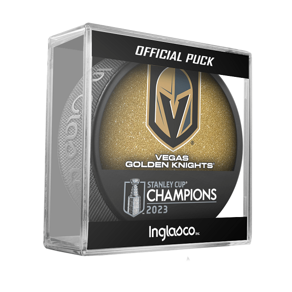 Vegas Golden Knights 2023 Stanley Cup Champions Special Edition Glitter Puck In Cube