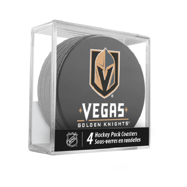 Vegas Golden Knights Hockey Puck Drink Coasters (4-Pack) In Cube