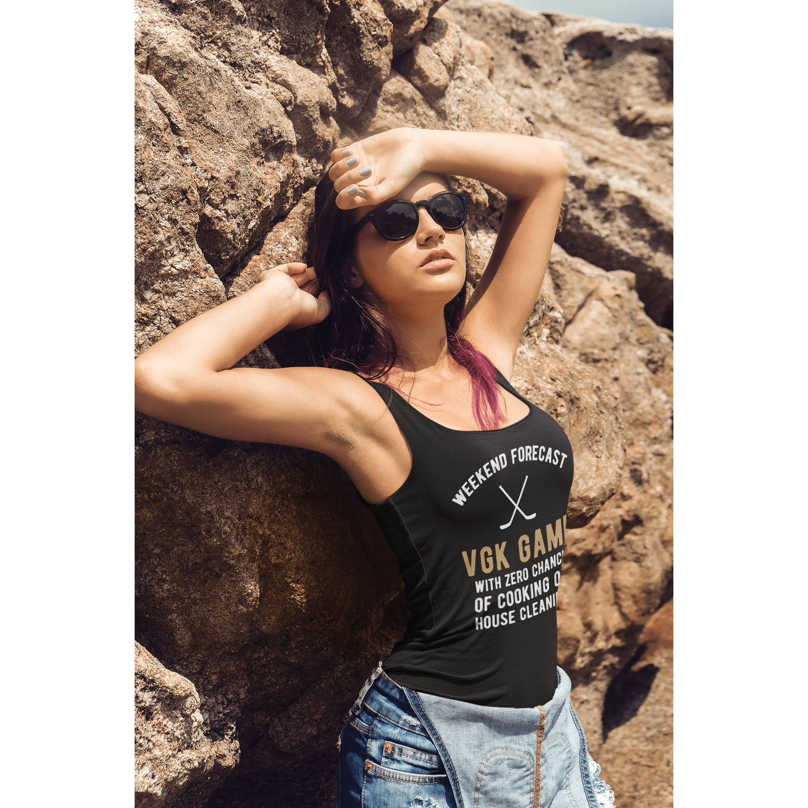 Tank Top "Weekend Forecast VGK Game" Women's Ideal Racerback Tank Top