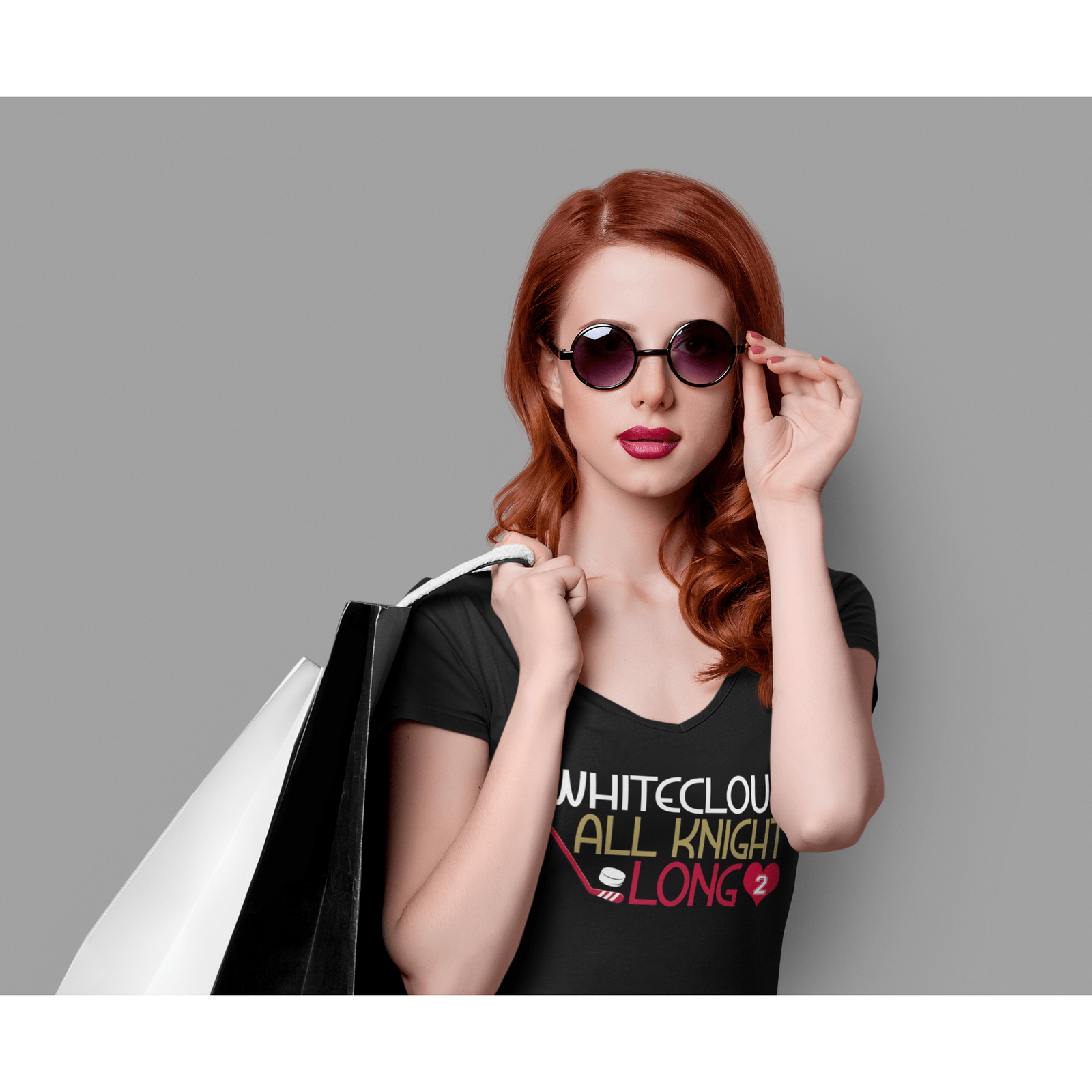 V-neck Whitecloud All Knight Long Unisex V-Neck Tee