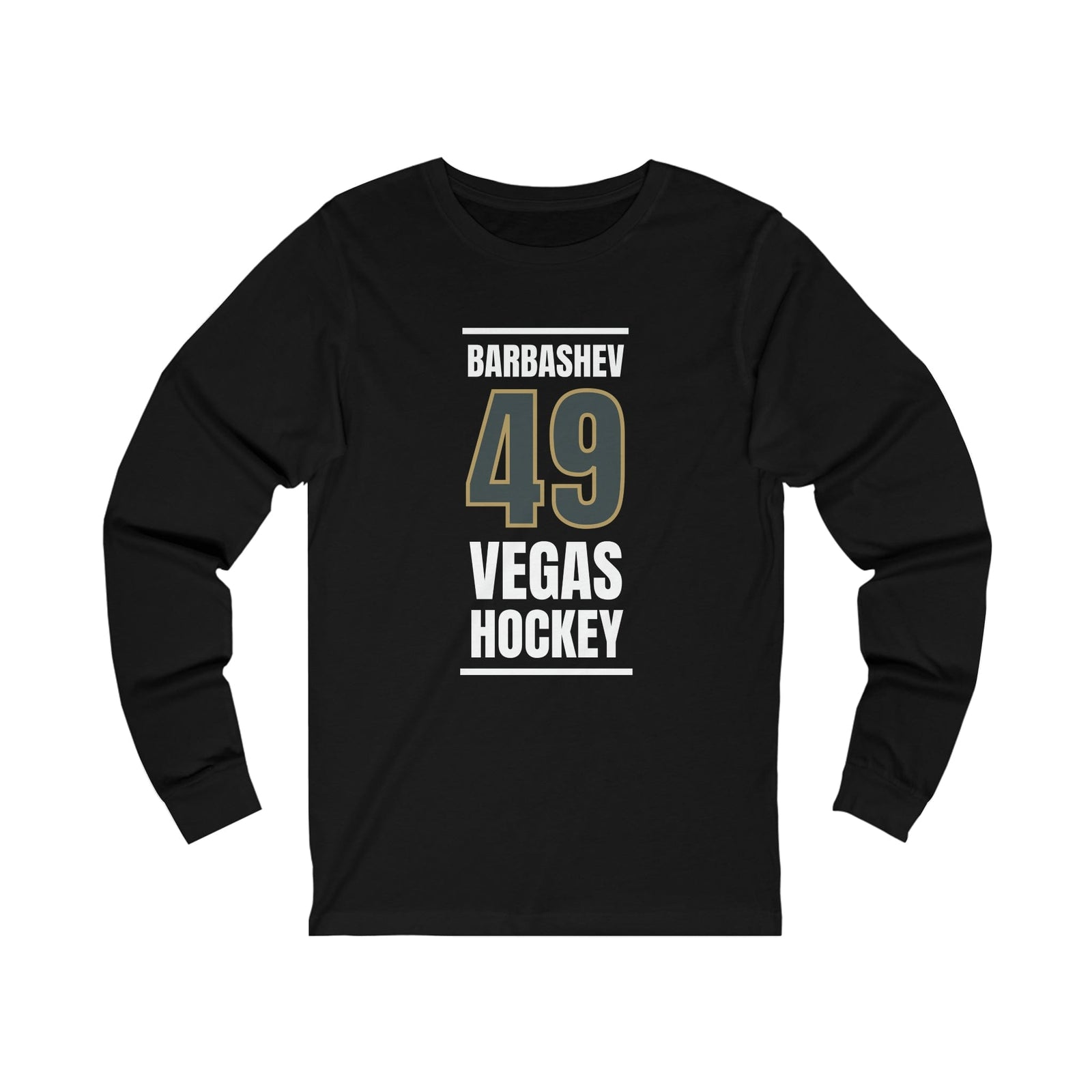 Long-sleeve Barbashev 49 Vegas Hockey Steel Gray Vertical Design Unisex Jersey Long Sleeve Shirt