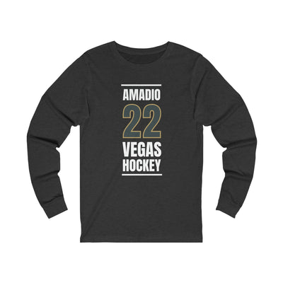 Long-sleeve Amadio 22 Vegas Hockey Steel Gray Vertical Design Unisex Jersey Long Sleeve Shirt