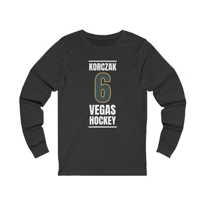 Long-sleeve Korczak 6 Vegas Hockey Steel Gray Vertical Design Unisex Jersey Long Sleeve Shirt