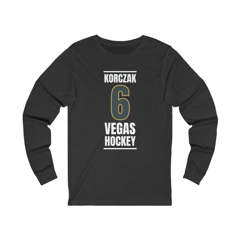 Long-sleeve Korczak 6 Vegas Hockey Steel Gray Vertical Design Unisex Jersey Long Sleeve Shirt