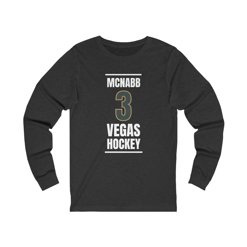 Long-sleeve McNabb 3 Vegas Hockey Steel Gray Vertical Design Unisex Jersey Long Sleeve Shirt