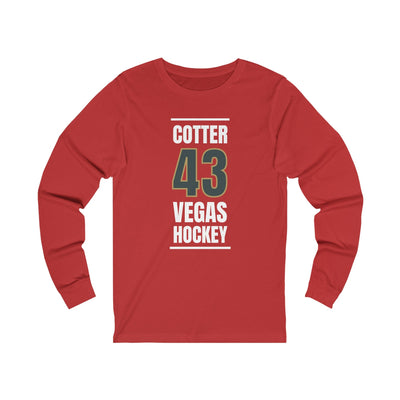 Long-sleeve Cotter 43 Vegas Hockey Steel Gray Vertical Design Unisex Jersey Long Sleeve Shirt
