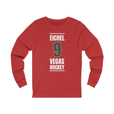 Long-sleeve Eichel 9 Vegas Hockey Steel Gray Vertical Design Unisex Jersey Long Sleeve Shirt